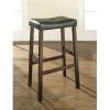 Set of 2 - Upholstered Faux Leather Saddle Seat Barstool in Mahogany