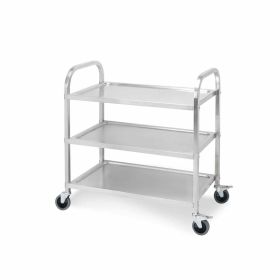 SOGA 3 Tier 85x45x90cm Stainless Steel Kitchen Dinning Food Cart Trolley Utility Size Medium