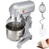 VEVOR Commercial Food Mixer 10Qt 450W 3 Speeds Adjustable 110/178/390 RPM Heavy Duty 110V with Stainless Steel Bowl Dough Hooks Whisk Beater Premium f