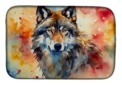 Wolves Wolf Dish Drying Mat Absorbent Dish Drying Mat Pad for Kitchen Counter Dish Drainer Mat for Countertop, 14 x 21", Multicolor