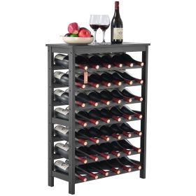 VEVOR 42 Bottle 7-Tier Modular Wine Rack Bamboo Wood Display Shelf with TableTop