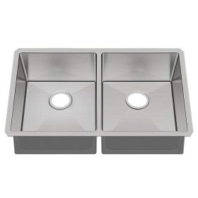 32" L X 19" W Undermount Double Bowl 16 Gauge 304 Stainless Steel Kitchen Sink (Sink Only)