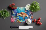 Turtle and Reefs Glass Cutting Board Decorative Tempered Glass Kitchen Cutting and Serving Board Large Size Chopping Board