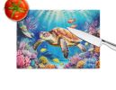 Turtle and Reefs Glass Cutting Board Decorative Tempered Glass Kitchen Cutting and Serving Board Large Size Chopping Board