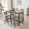 Bar Table Set with 4 Bar stools PU Soft seat with backrest, Grey, 47.24'' L x 23.62'' W x 35.43'' H