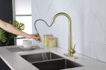 Gold Kitchen Faucets with Pull Down Sprayer, Kitchen Sink Faucet with Pull Out Sprayer, Fingerprint Resistant, Single Hole Deck Mount