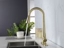 Gold Kitchen Faucets with Pull Down Sprayer, Kitchen Sink Faucet with Pull Out Sprayer, Fingerprint Resistant, Single Hole Deck Mount