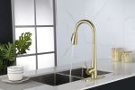 Gold Kitchen Faucets with Pull Down Sprayer, Kitchen Sink Faucet with Pull Out Sprayer, Fingerprint Resistant, Single Hole Deck Mount