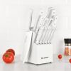 Knife Set with Holder, 15-Piece, White