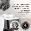 PSCG018 Professional tapered burr coffee grinder 51 gear adjustment powder mesh IMD Touch control Taper unburr electric coffee grinding bean bin 350g