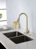 Gold Kitchen Faucets with Pull Down Sprayer, Kitchen Sink Faucet with Pull Out Sprayer, Fingerprint Resistant, Single Hole Deck Mount