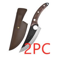 Hand forged boning knife (Option: Wood With Leather case2PC)